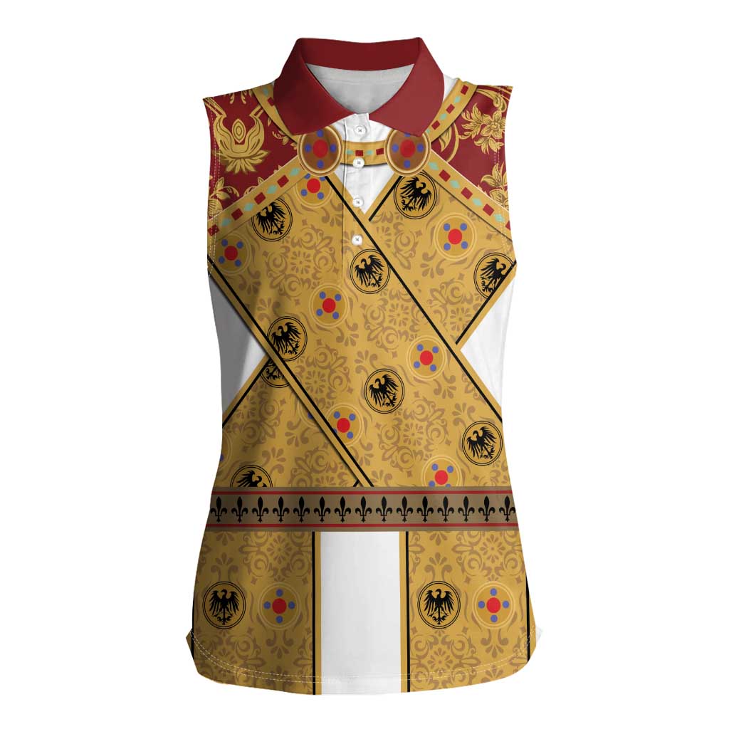 Holy Roman Emperor Costume Women Sleeveless Polo Shirt Eagle Sable