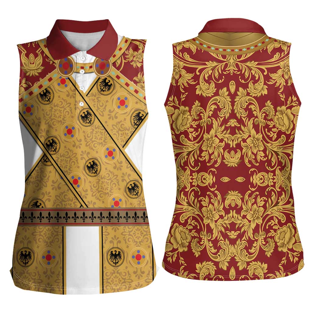Holy Roman Emperor Costume Women Sleeveless Polo Shirt Eagle Sable