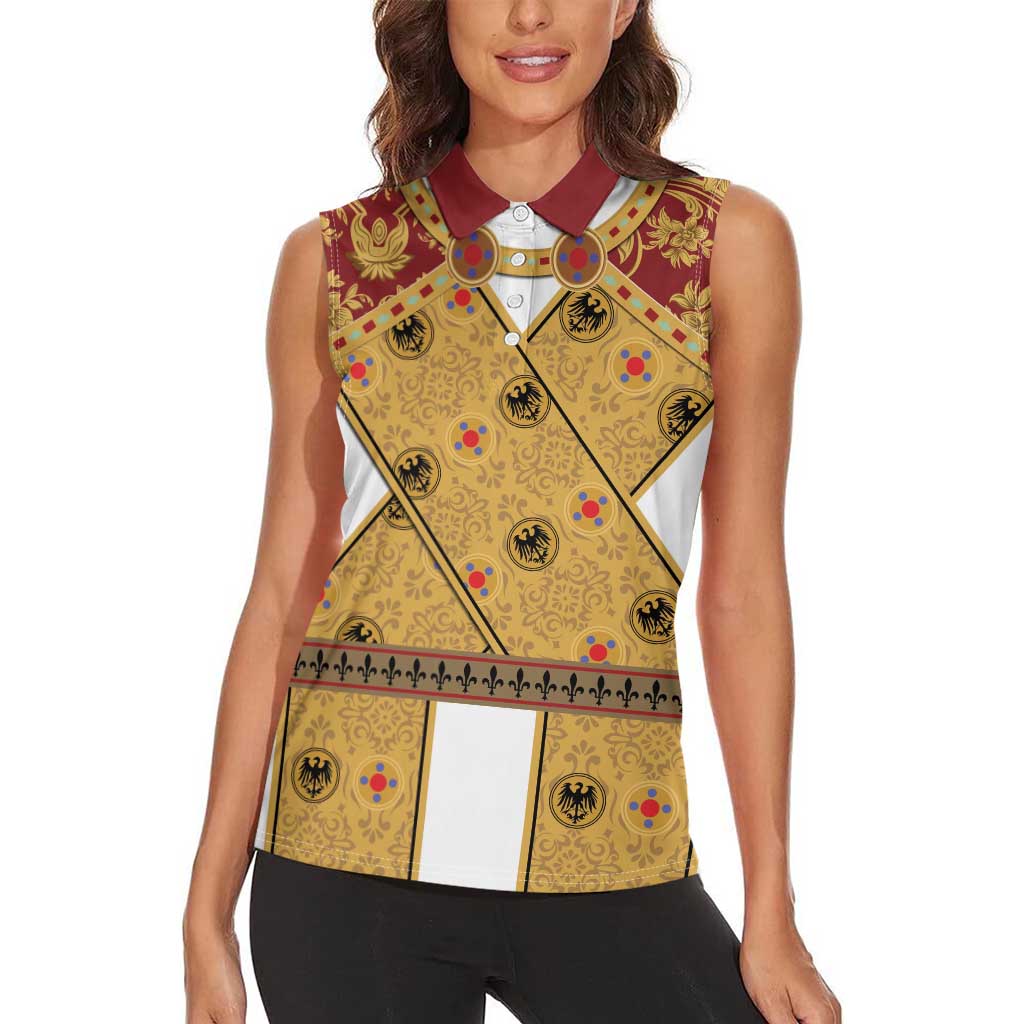 Holy Roman Emperor Costume Women Sleeveless Polo Shirt Eagle Sable