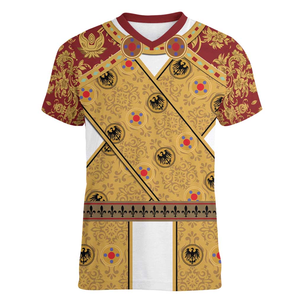 Holy Roman Emperor Costume Women V-Neck T-Shirt Eagle Sable