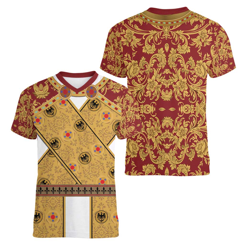 Holy Roman Emperor Costume Women V-Neck T-Shirt Eagle Sable