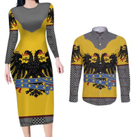 Century Holy Roman Empire Knight Costume Couples Matching Long Sleeve Bodycon Dress and Long Sleeve Button Shirt