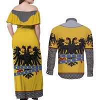 Century Holy Roman Empire Knight Costume Couples Matching Off Shoulder Maxi Dress and Long Sleeve Button Shirt