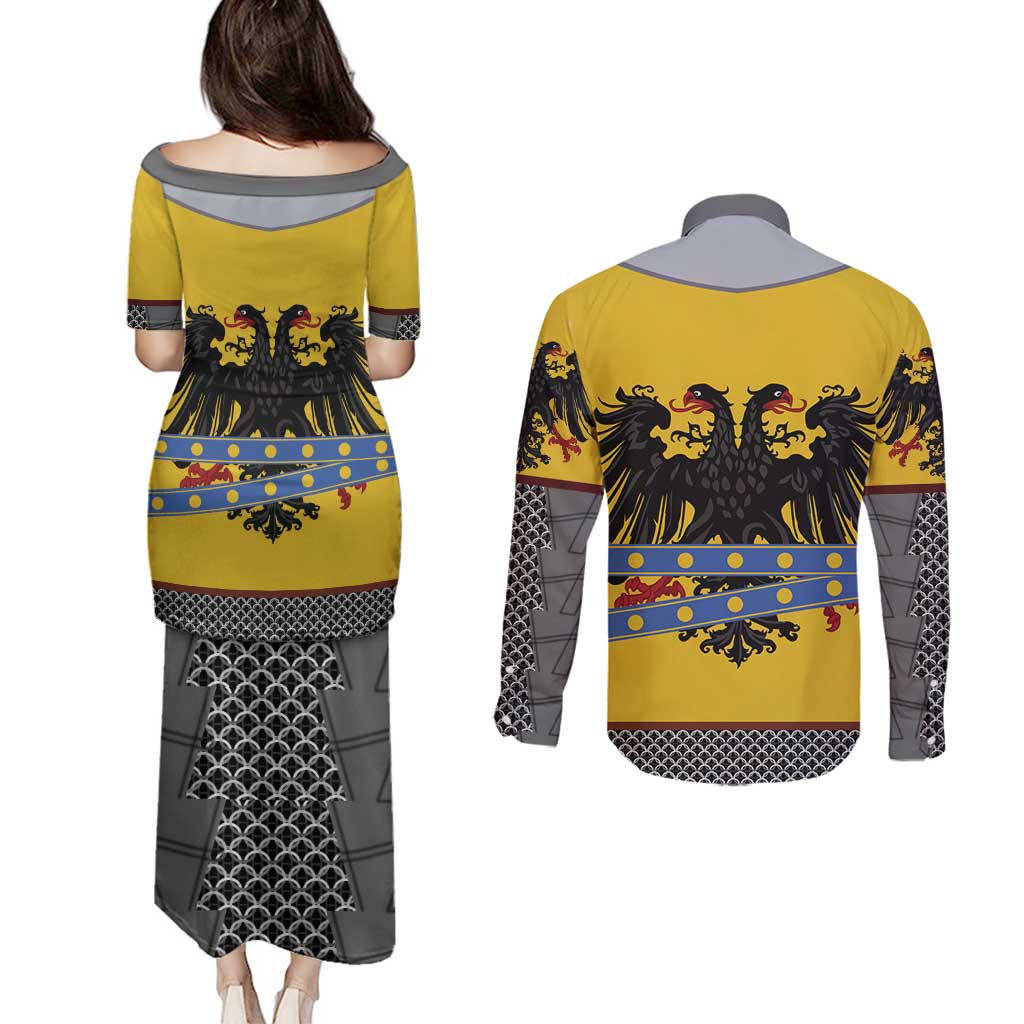 Century Holy Roman Empire Knight Costume Couples Matching Puletasi and Long Sleeve Button Shirt
