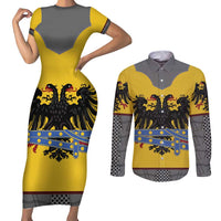 Century Holy Roman Empire Knight Costume Couples Matching Short Sleeve Bodycon Dress and Long Sleeve Button Shirt