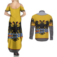 Century Holy Roman Empire Knight Costume Couples Matching Summer Maxi Dress and Long Sleeve Button Shirt