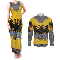 Century Holy Roman Empire Knight Costume Couples Matching Tank Maxi Dress and Long Sleeve Button Shirt