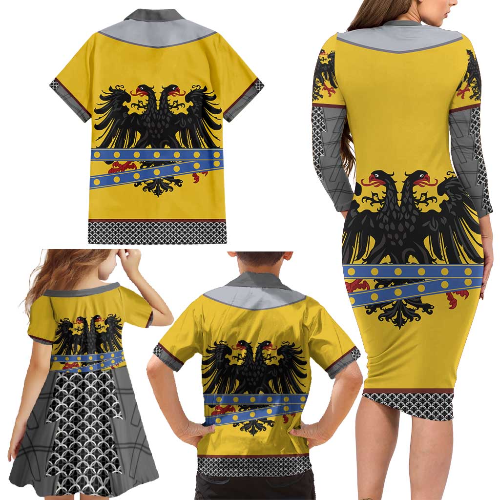 Century Holy Roman Empire Knight Costume Family Matching Long Sleeve Bodycon Dress and Hawaiian Shirt