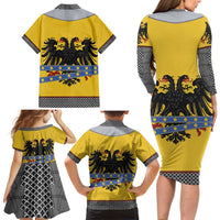Century Holy Roman Empire Knight Costume Family Matching Long Sleeve Bodycon Dress and Hawaiian Shirt
