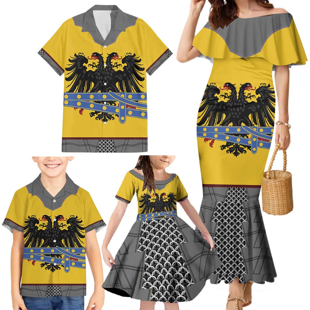 Century Holy Roman Empire Knight Costume Family Matching Mermaid Dress and Hawaiian Shirt