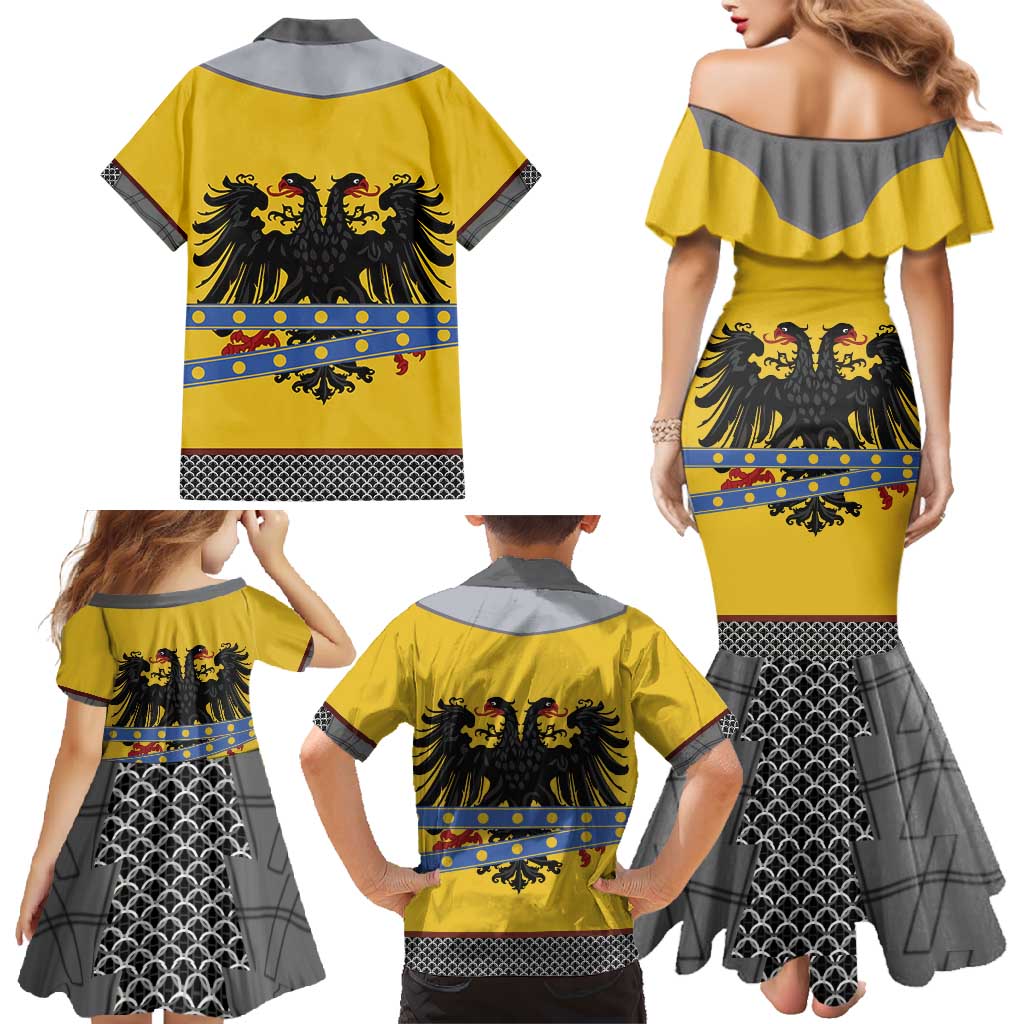 Century Holy Roman Empire Knight Costume Family Matching Mermaid Dress and Hawaiian Shirt