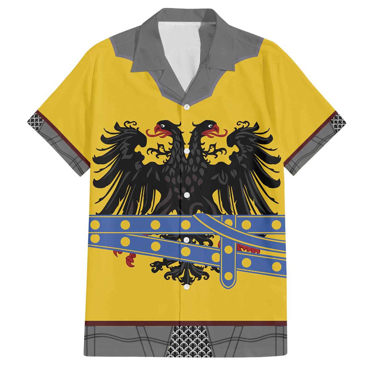 Century Holy Roman Empire Knight Costume Family Matching Off The Shoulder Long Sleeve Dress and Hawaiian Shirt