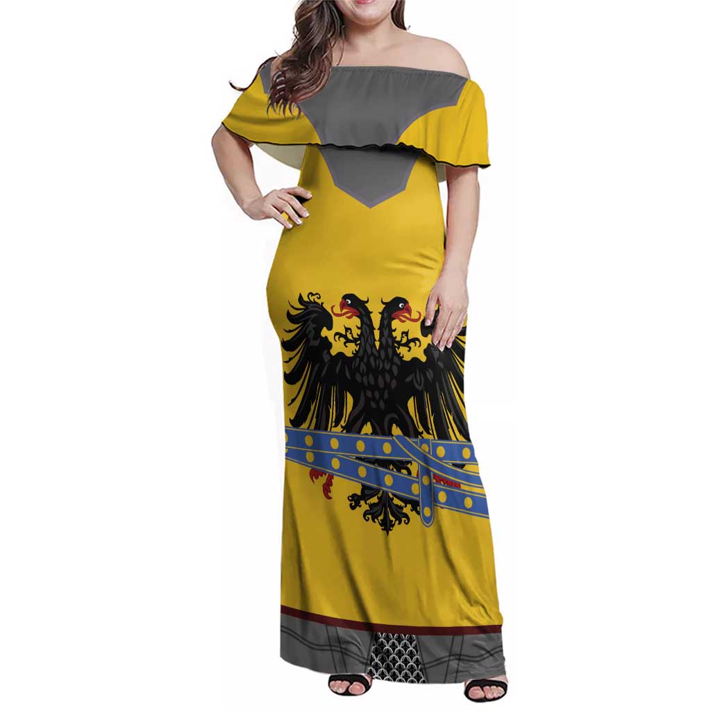 Century Holy Roman Empire Knight Costume Family Matching Off Shoulder Maxi Dress and Hawaiian Shirt