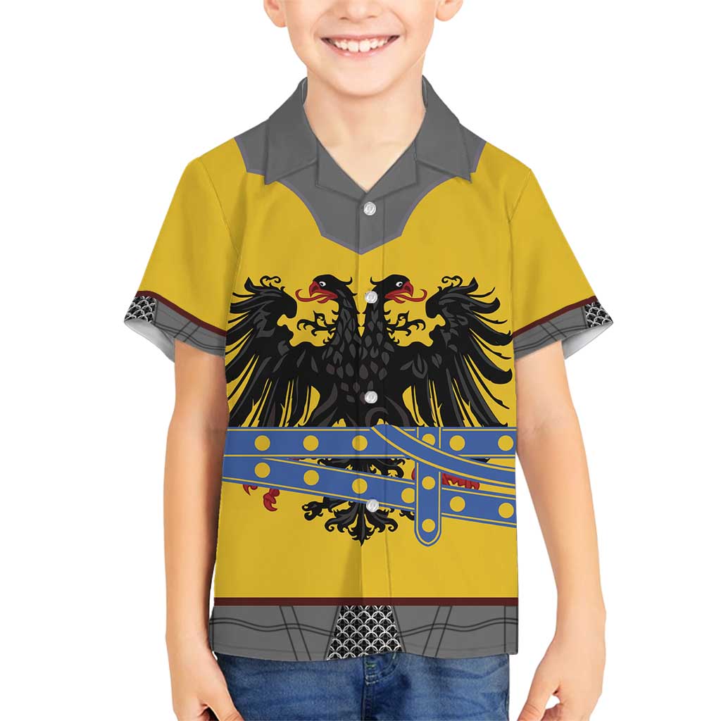Century Holy Roman Empire Knight Costume Family Matching Off Shoulder Maxi Dress and Hawaiian Shirt