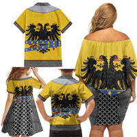 Century Holy Roman Empire Knight Costume Family Matching Off Shoulder Short Dress and Hawaiian Shirt