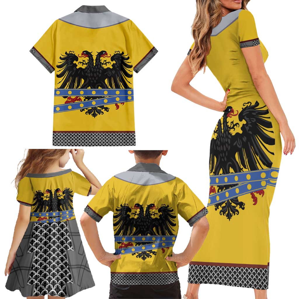 Century Holy Roman Empire Knight Costume Family Matching Short Sleeve Bodycon Dress and Hawaiian Shirt