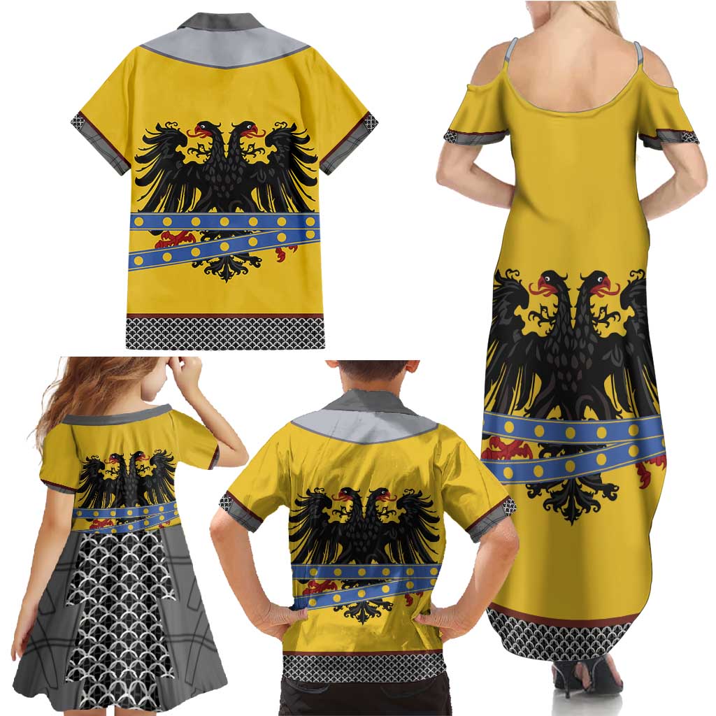 Century Holy Roman Empire Knight Costume Family Matching Summer Maxi Dress and Hawaiian Shirt