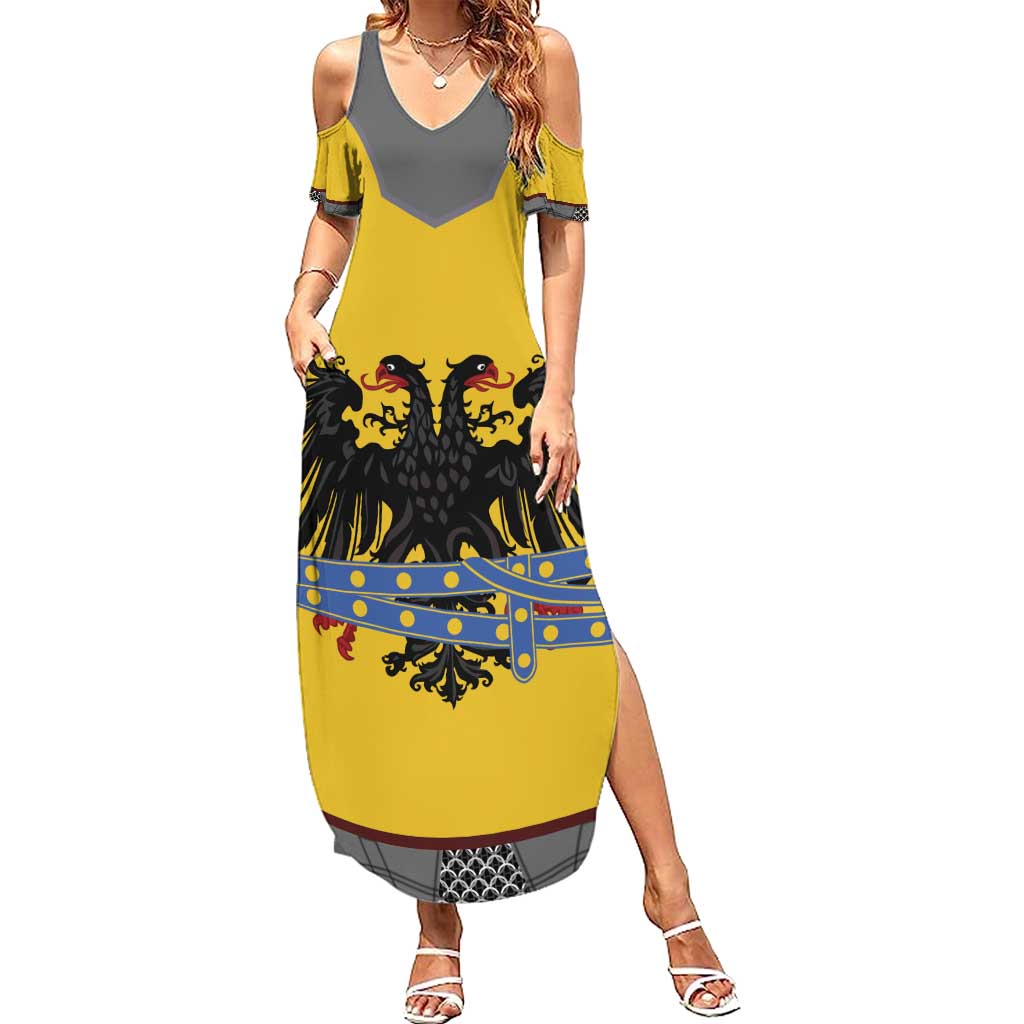 Century Holy Roman Empire Knight Costume Family Matching Summer Maxi Dress and Hawaiian Shirt