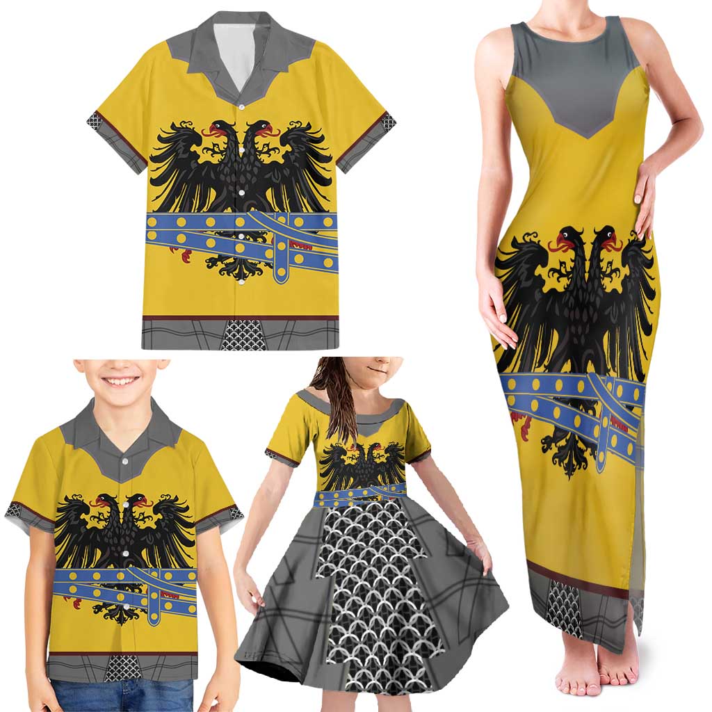 Century Holy Roman Empire Knight Costume Family Matching Tank Maxi Dress and Hawaiian Shirt
