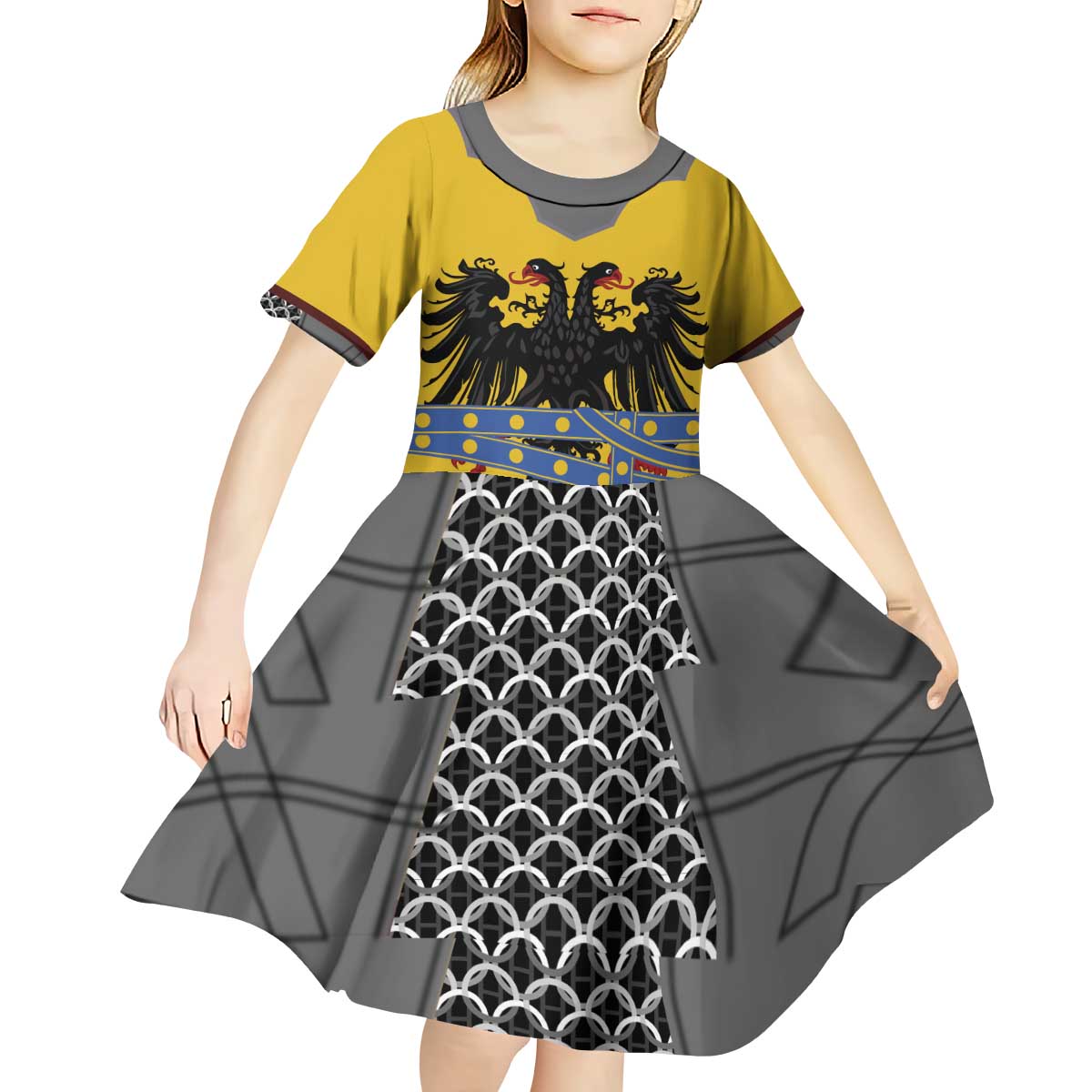Century Holy Roman Empire Knight Costume Kid Short Sleeve Dress