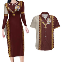 Holy Roman Emperor Costume Couples Matching Long Sleeve Bodycon Dress and Hawaiian Shirt