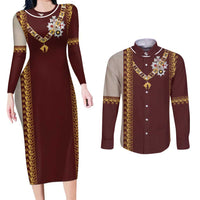 Holy Roman Emperor Costume Couples Matching Long Sleeve Bodycon Dress and Long Sleeve Button Shirt