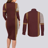 Holy Roman Emperor Costume Couples Matching Long Sleeve Bodycon Dress and Long Sleeve Button Shirt