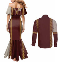 Holy Roman Emperor Costume Couples Matching Mermaid Dress and Long Sleeve Button Shirt