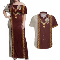 Holy Roman Emperor Costume Couples Matching Off Shoulder Maxi Dress and Hawaiian Shirt