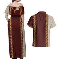 Holy Roman Emperor Costume Couples Matching Off Shoulder Maxi Dress and Hawaiian Shirt