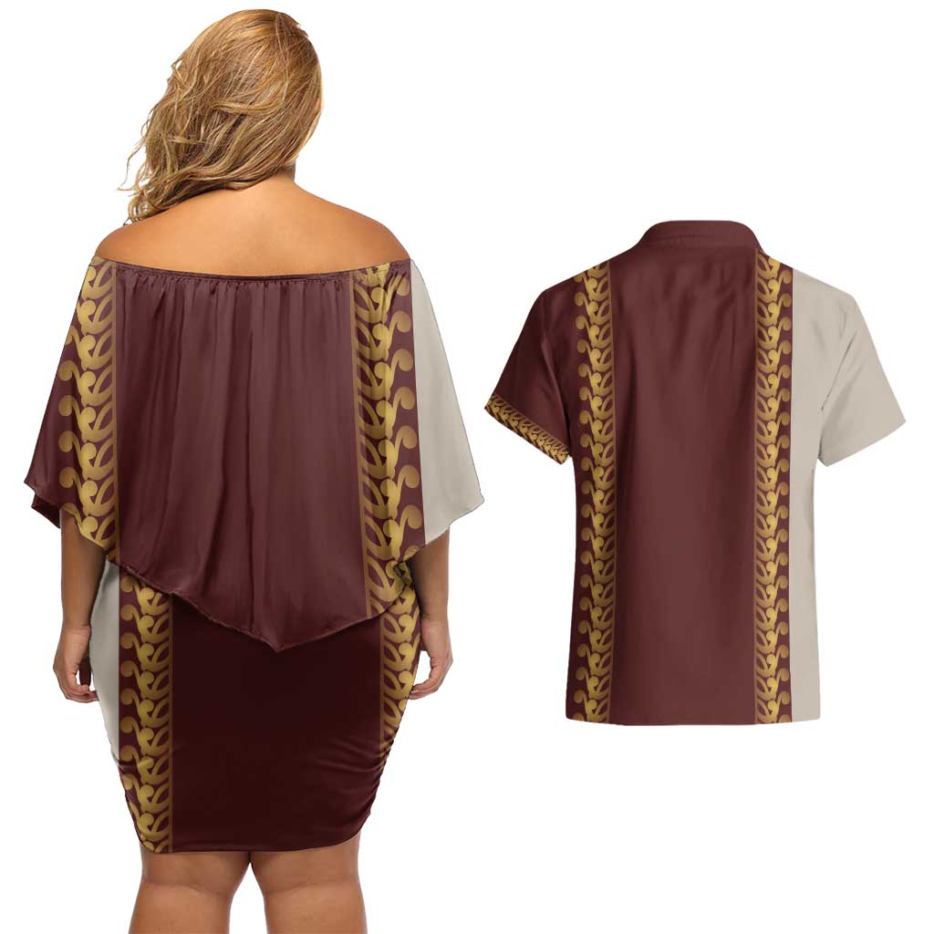 Holy Roman Emperor Costume Couples Matching Off Shoulder Short Dress and Hawaiian Shirt