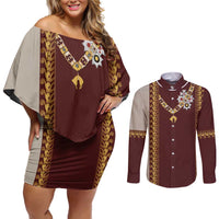 Holy Roman Emperor Costume Couples Matching Off Shoulder Short Dress and Long Sleeve Button Shirt
