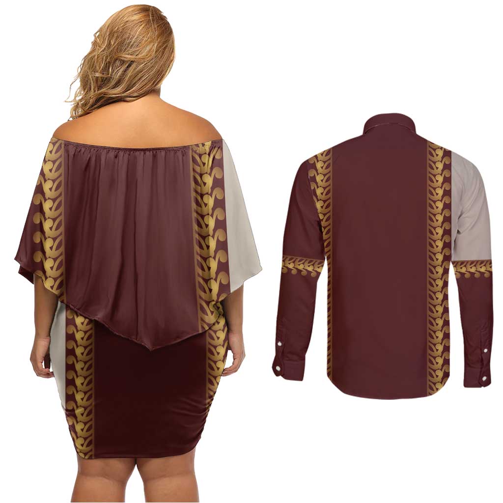 Holy Roman Emperor Costume Couples Matching Off Shoulder Short Dress and Long Sleeve Button Shirt