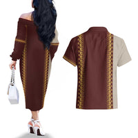 Holy Roman Emperor Costume Couples Matching Off The Shoulder Long Sleeve Dress and Hawaiian Shirt