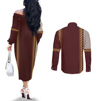 Holy Roman Emperor Costume Couples Matching Off The Shoulder Long Sleeve Dress and Long Sleeve Button Shirt