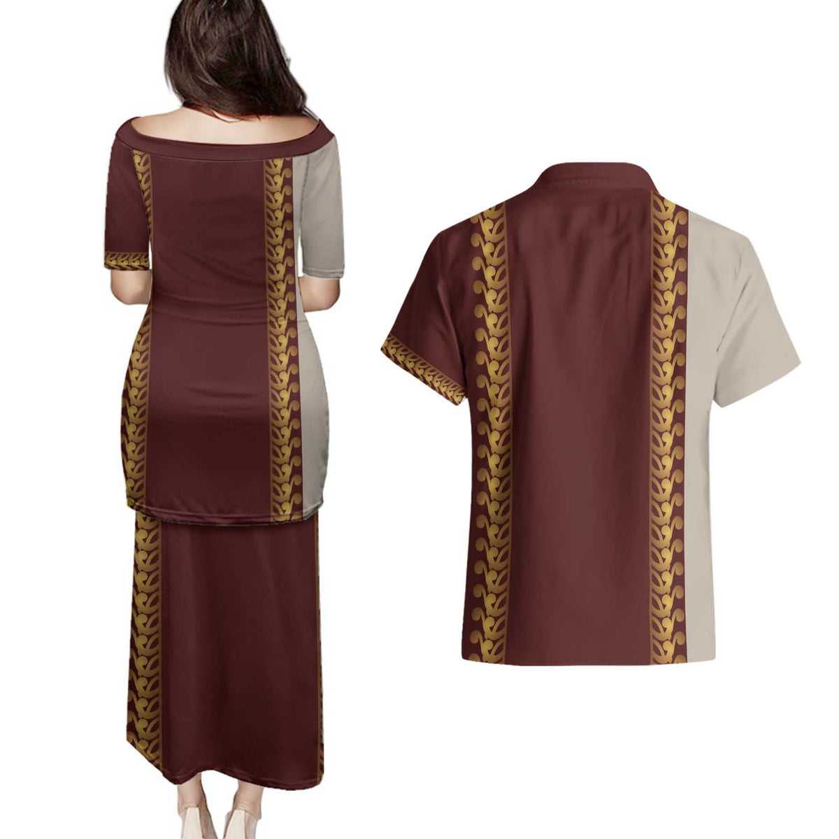 Holy Roman Emperor Costume Couples Matching Puletasi and Hawaiian Shirt