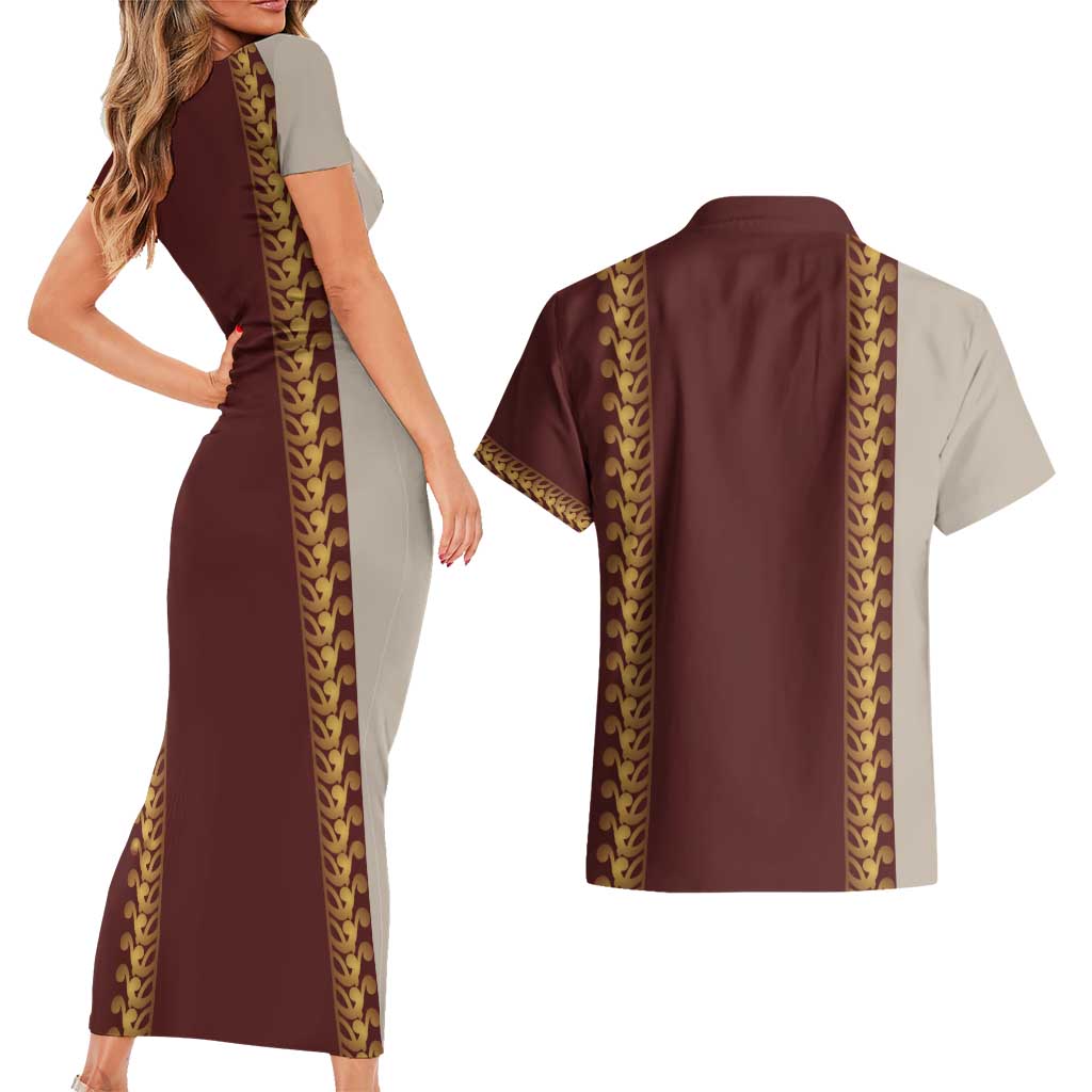 Holy Roman Emperor Costume Couples Matching Short Sleeve Bodycon Dress and Hawaiian Shirt