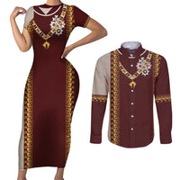 Holy Roman Emperor Costume Couples Matching Short Sleeve Bodycon Dress and Long Sleeve Button Shirt