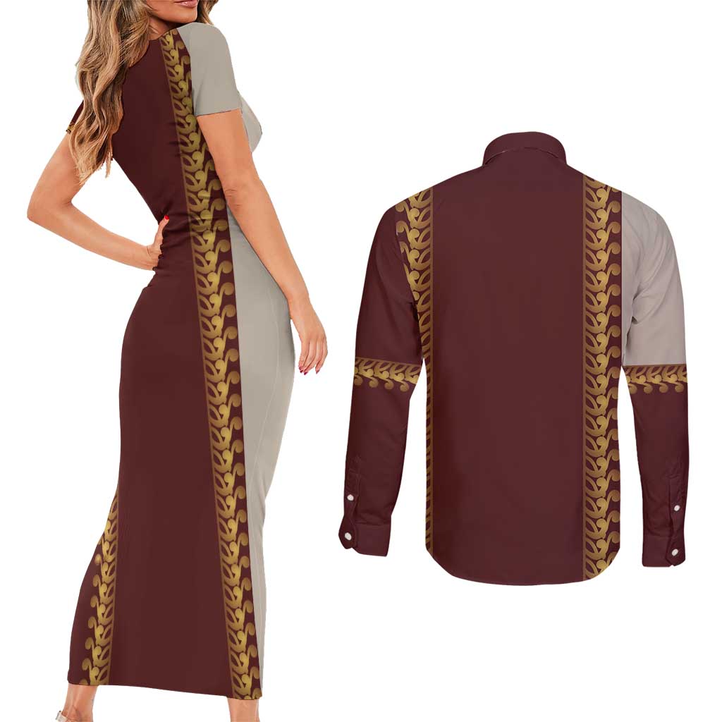 Holy Roman Emperor Costume Couples Matching Short Sleeve Bodycon Dress and Long Sleeve Button Shirt