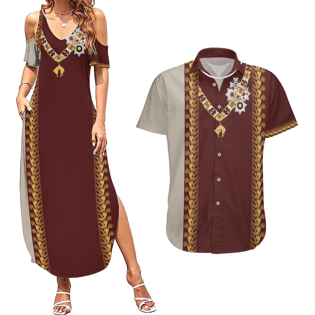 Holy Roman Emperor Costume Couples Matching Summer Maxi Dress and Hawaiian Shirt