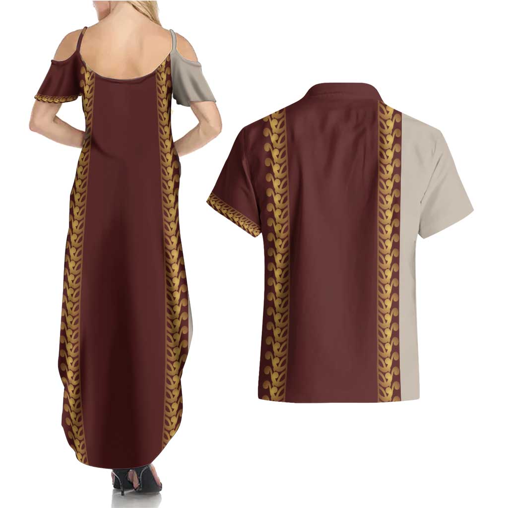 Holy Roman Emperor Costume Couples Matching Summer Maxi Dress and Hawaiian Shirt
