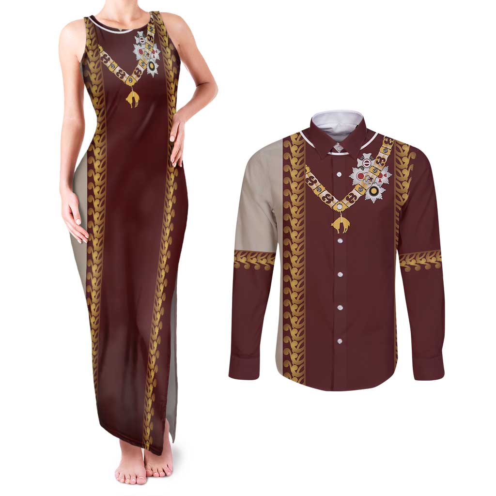 Holy Roman Emperor Costume Couples Matching Tank Maxi Dress and Long Sleeve Button Shirt