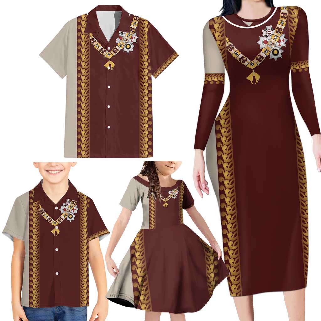 Holy Roman Emperor Costume Family Matching Long Sleeve Bodycon Dress and Hawaiian Shirt