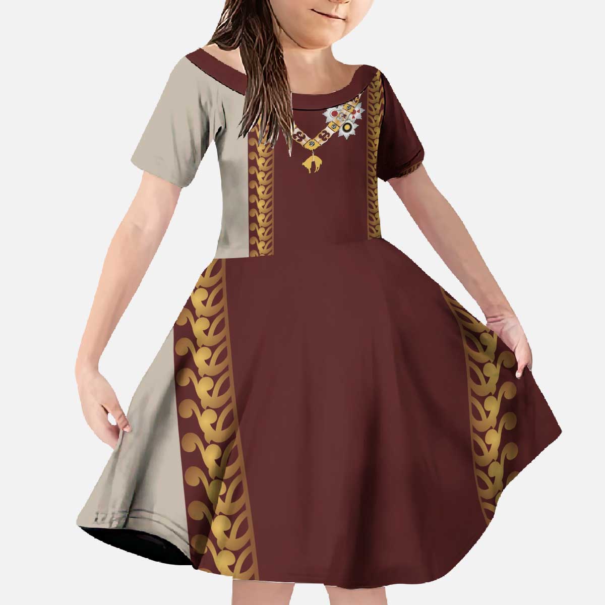 Holy Roman Emperor Costume Family Matching Off The Shoulder Long Sleeve Dress and Hawaiian Shirt