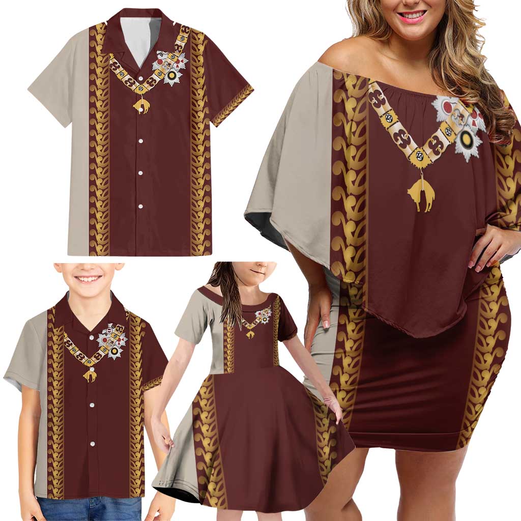 Holy Roman Emperor Costume Family Matching Off Shoulder Short Dress and Hawaiian Shirt