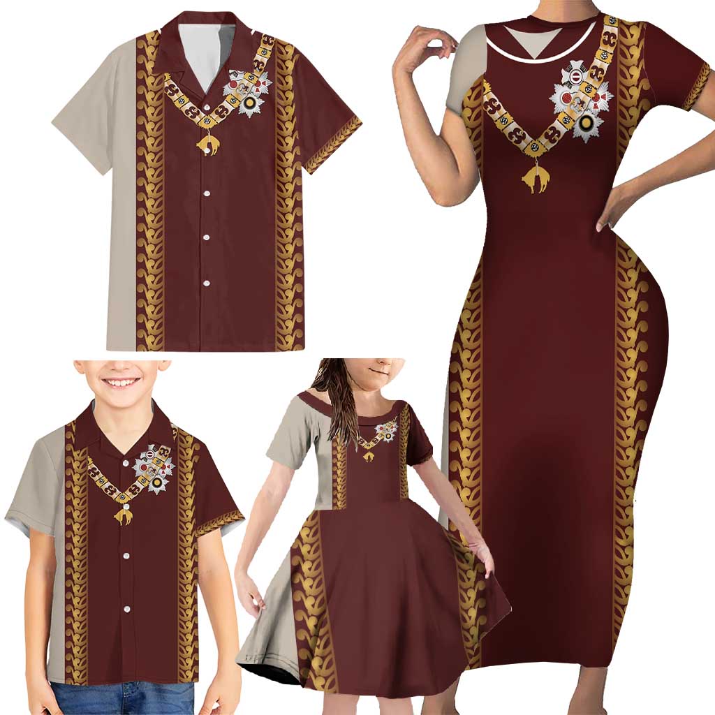 Holy Roman Emperor Costume Family Matching Short Sleeve Bodycon Dress and Hawaiian Shirt