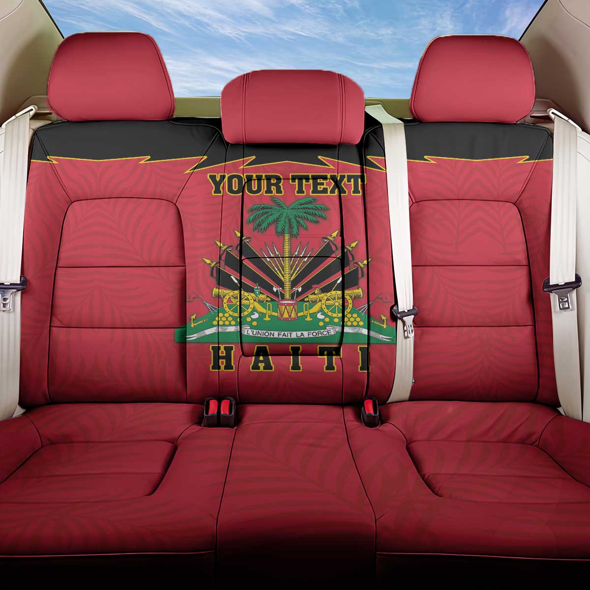 Personalized Haiti 1964 Back Car Seat Cover Coat Of Arms Flag Style