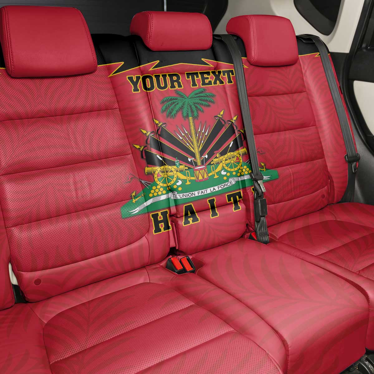 Personalized Haiti 1964 Back Car Seat Cover Coat Of Arms Flag Style
