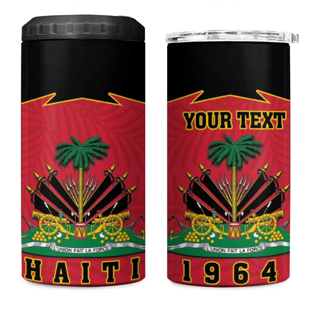 Personalized Haiti 1964 4 in 1 Can Cooler Tumbler Coat Of Arms Flag Style