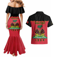 Personalized Haiti 1964 Couples Matching Mermaid Dress and Hawaiian Shirt Coat Of Arms Flag Style